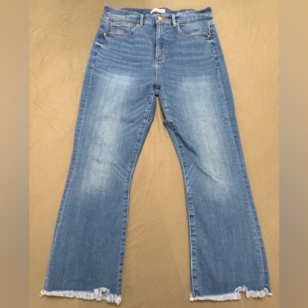 LOFT High Waist Flare Crop Raw Hem Blue Women's Jeans